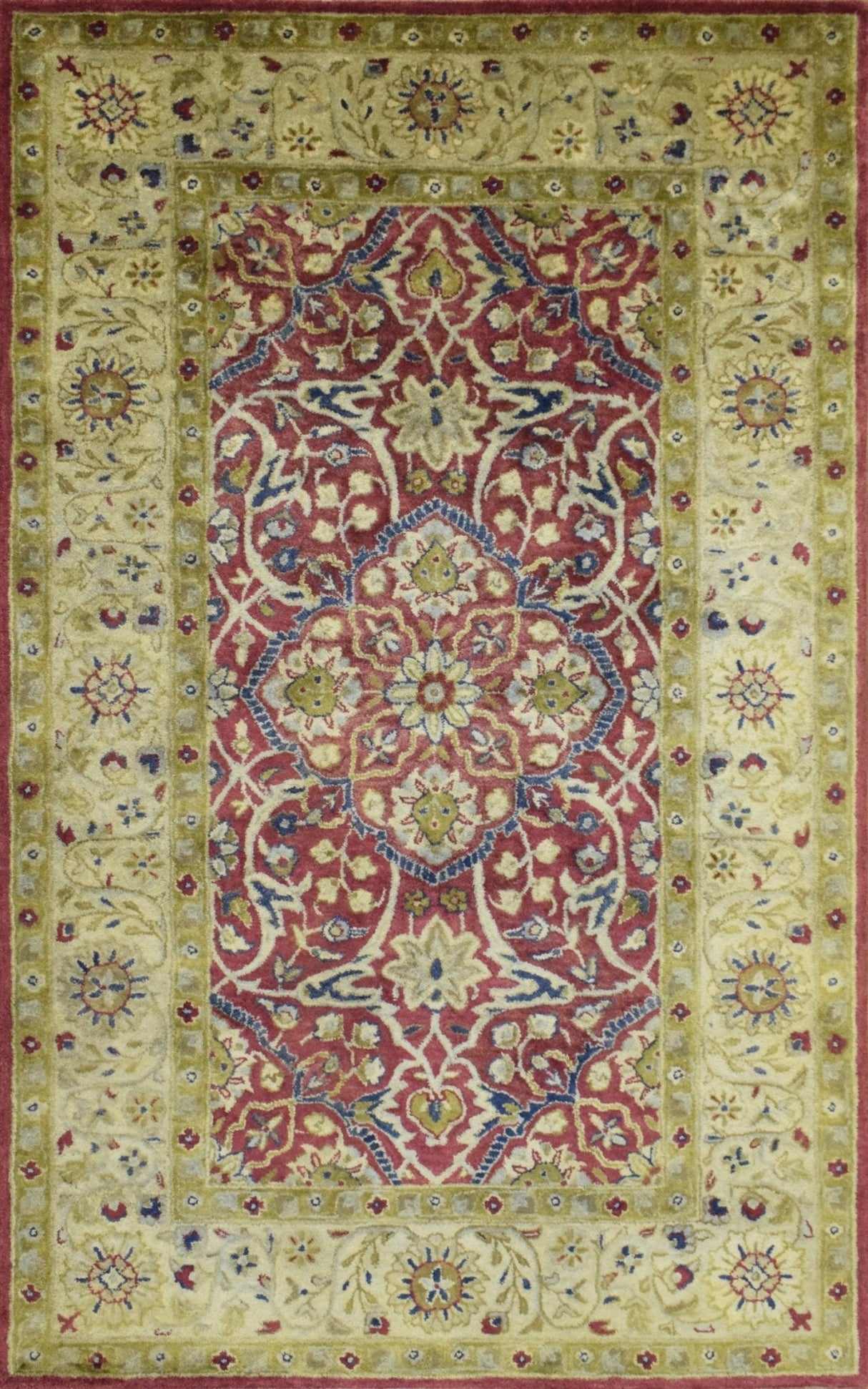 Traditional Red and Camel Hand Tufted 5x8 Wool Area Rug