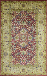 Traditional Red and Camel Hand Tufted 5x8 Wool Area Rug
