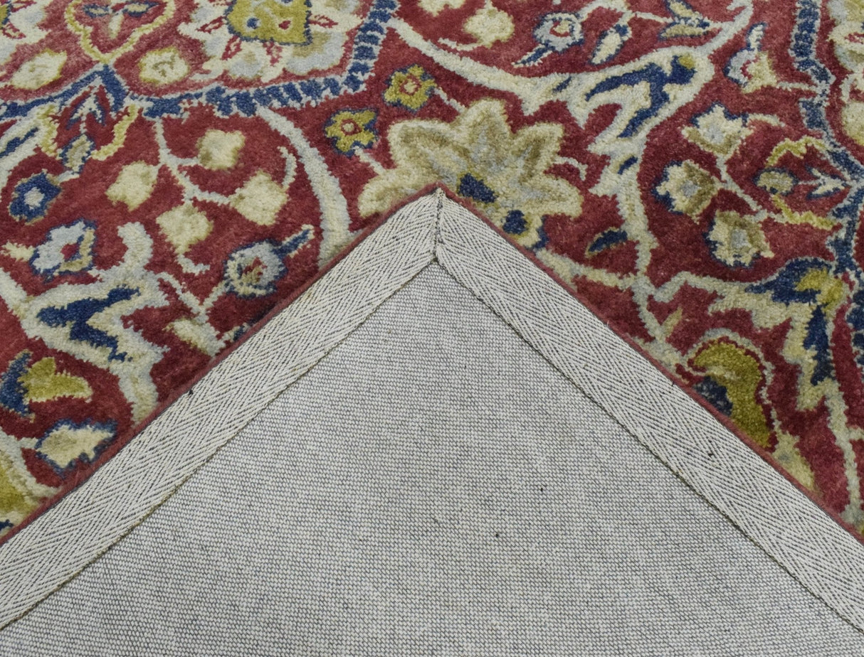 Traditional Red and Camel Hand Tufted 5x8 Wool Area Rug