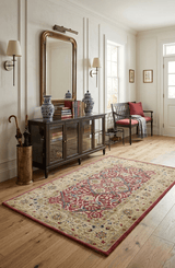 Traditional Red and Camel Hand Tufted 5x8 Wool Area Rug
