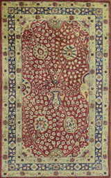 Traditional Red and Gold Hand Tufted 5x8 Wool Area Rug