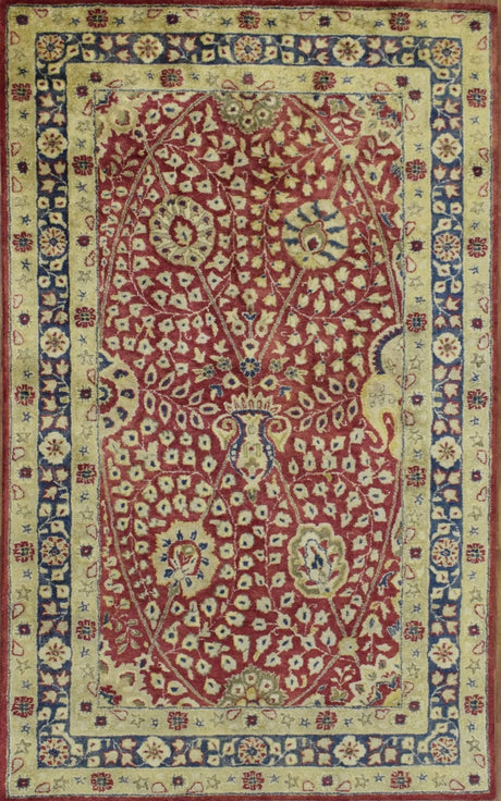 Traditional Red and Gold Hand Tufted 5x8 Wool Area Rug