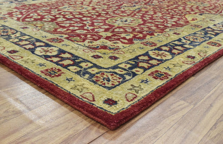 Traditional Red and Gold Hand Tufted 5x8 Wool Area Rug