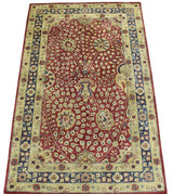 Traditional Red and Gold Hand Tufted 5x8 Wool Area Rug