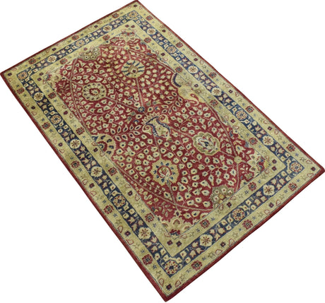 Traditional Red and Gold Hand Tufted 5x8 Wool Area Rug