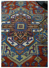Traditional Rust, Ivory, Beige and Charcoal Multi size Hand knotted Wool Area Rug