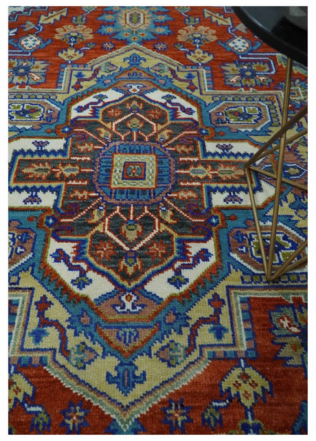Traditional Rust, Ivory, Beige and Charcoal Multi size Hand knotted Wool Area Rug