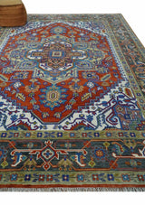 Traditional Rust, Ivory, Beige and Charcoal Multi size Hand knotted Wool Area Rug
