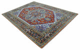 Traditional Rust, Ivory, Beige and Charcoal Multi size Hand knotted Wool Area Rug