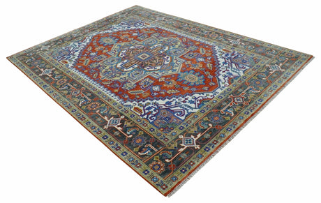 Traditional Rust, Ivory, Beige and Charcoal Multi size Hand knotted Wool Area Rug