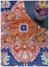 Traditional Serapi Design Blue And Pink Hand Knotted Wool Area Rug