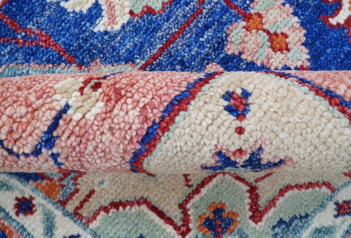 Traditional Serapi Design Blue And Pink Hand Knotted Wool Area Rug