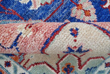 Traditional Serapi Design Blue And Pink Hand Knotted Wool Area Rug