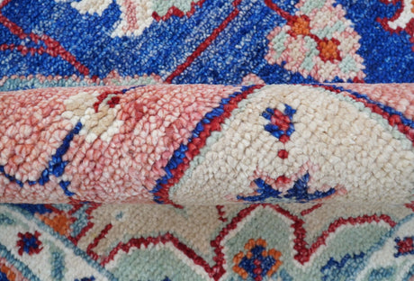 Traditional Serapi Design Blue And Pink Hand Knotted Wool Area Rug