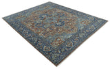 Traditional Serapi Design Rust And Blue Hand Knotted 8x10 Wool Area Rug