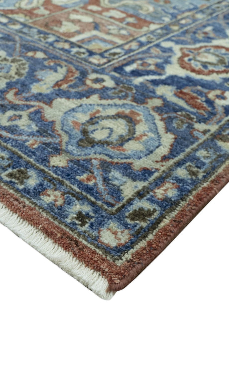 Traditional Serapi Design Rust And Blue Hand Knotted 8x10 Wool Area Rug