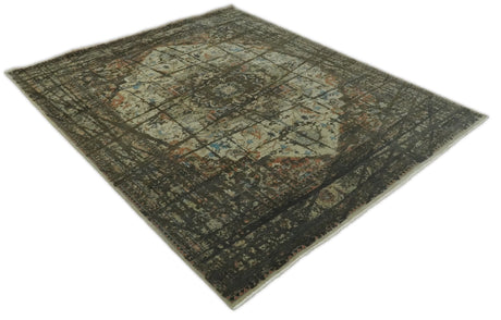 Traditional Serapi Olive Hand Knotted 8x10 Wool Area Rug