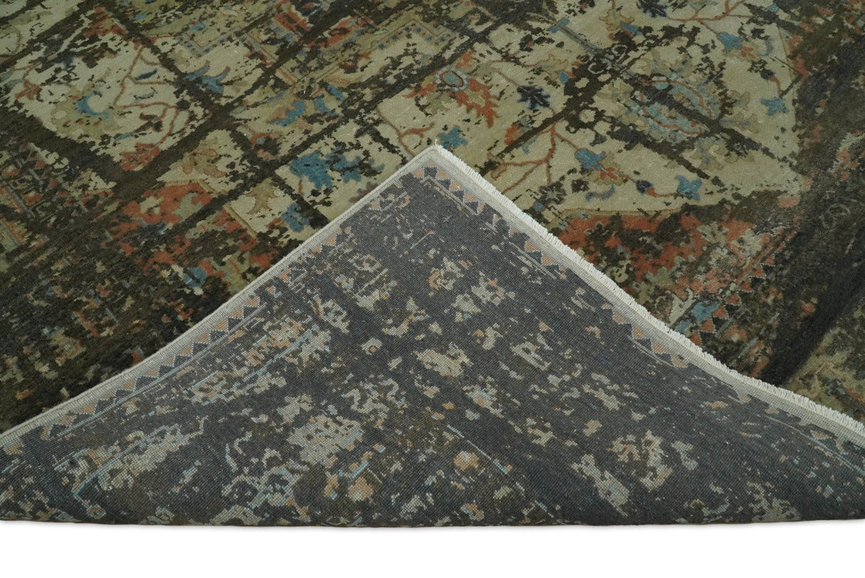 Traditional Serapi Olive Hand Knotted 8x10 Wool Area Rug