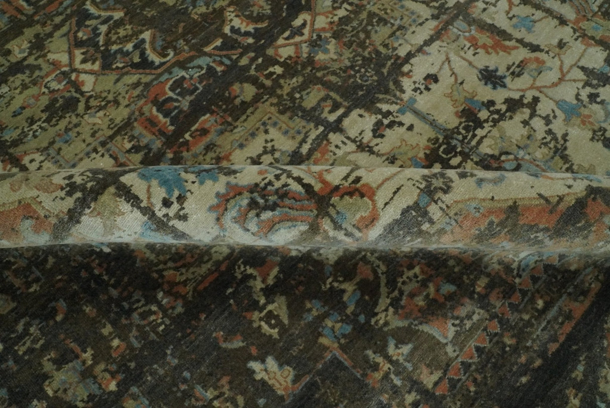 Traditional Serapi Olive Hand Knotted 8x10 Wool Area Rug