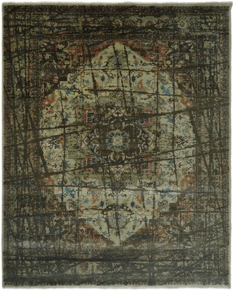 Traditional Serapi Olive Hand Knotted 8x10 Wool Area Rug