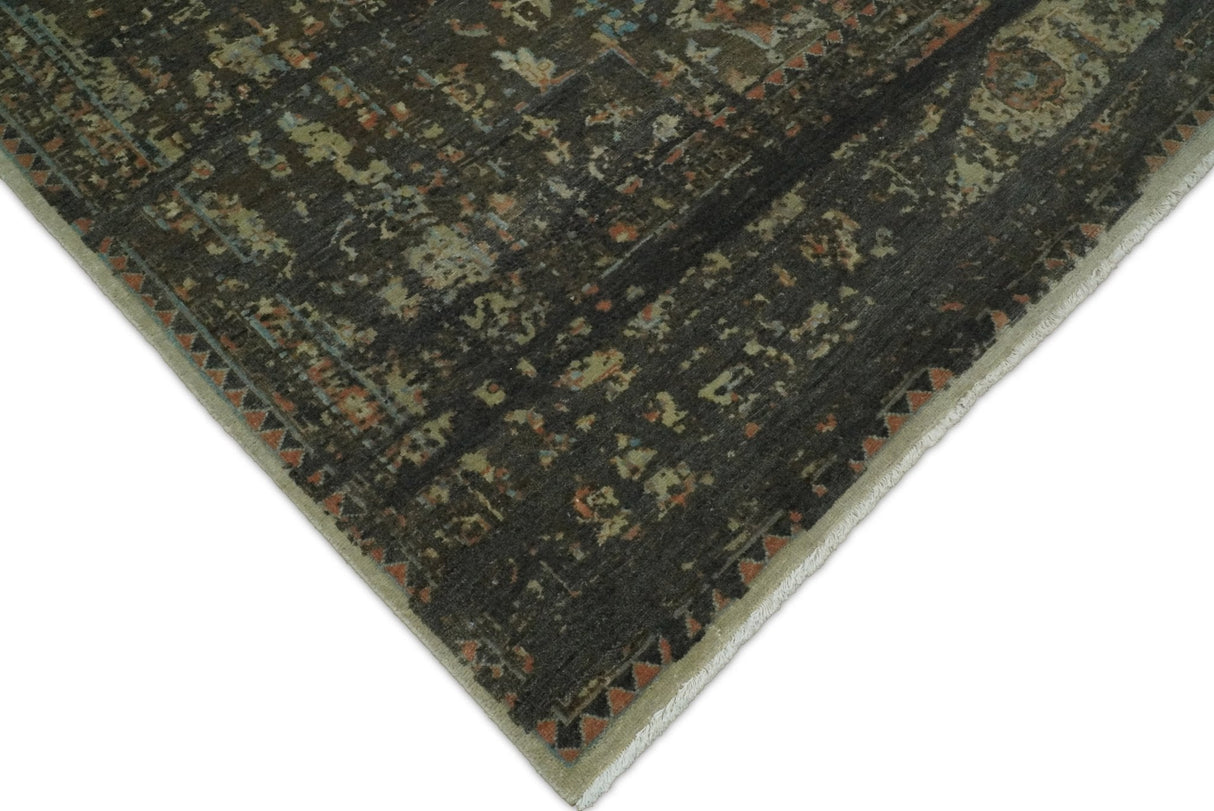 Traditional Serapi Olive Hand Knotted 8x10 Wool Area Rug