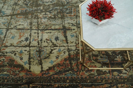 Traditional Serapi Olive Hand Knotted 8x10 Wool Area Rug