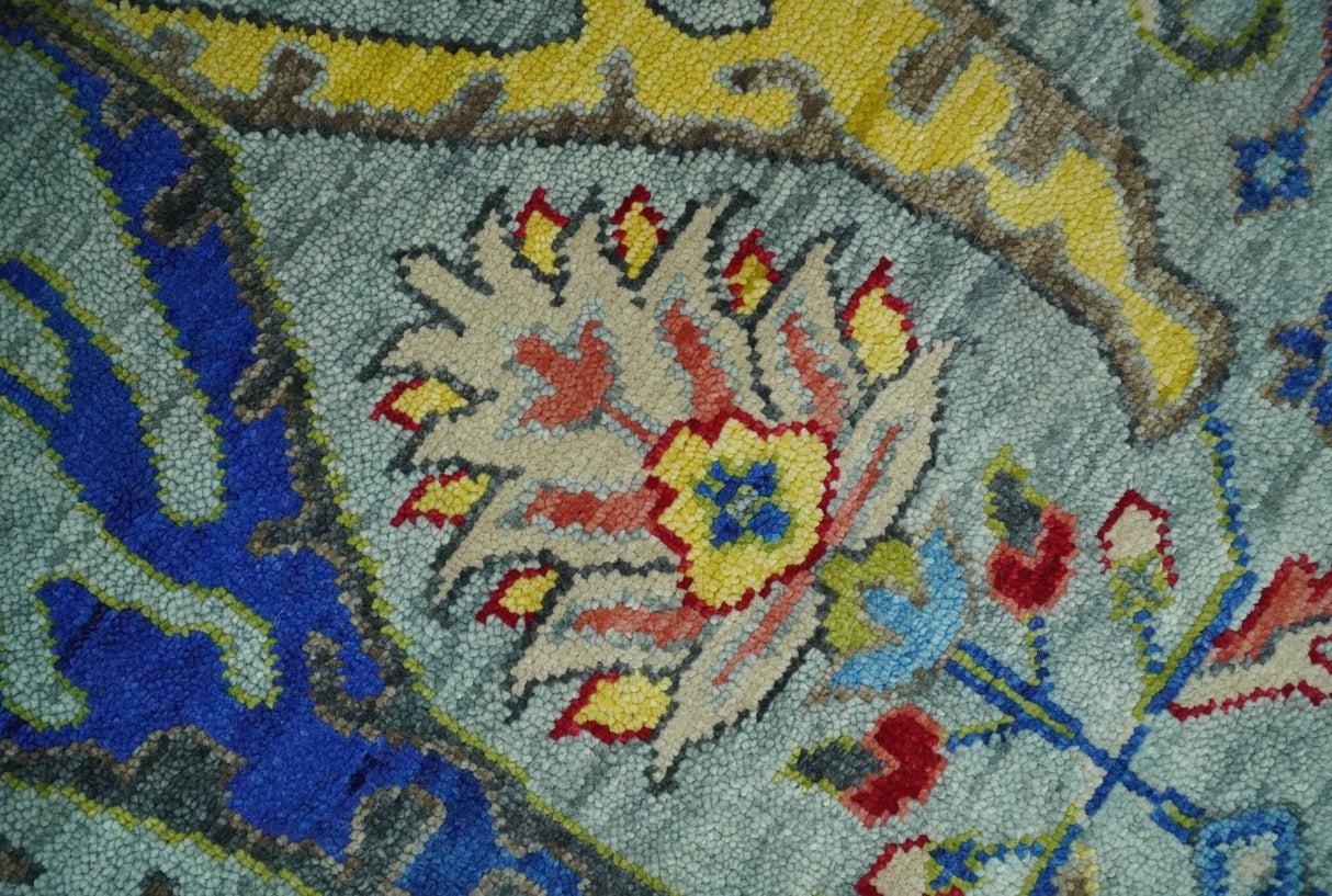 Traditional Silver and Blue Antique Style Colorful Hand knotted wool Area Rug
