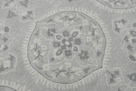 Traditional Silver and Gray Hand Tufted 5x8 Wool Area Rug