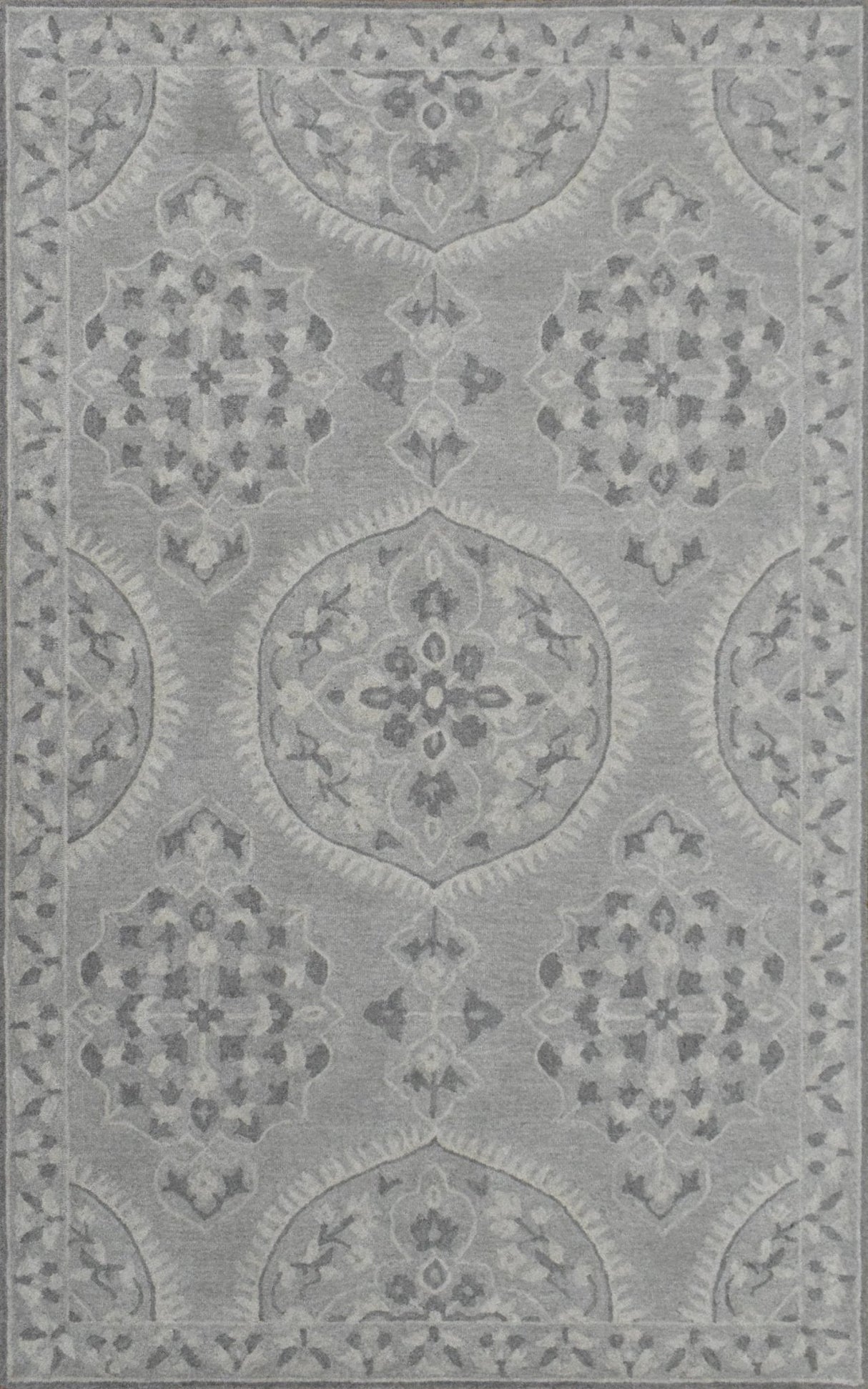 Traditional Silver and Gray Hand Tufted 5x8 Wool Area Rug
