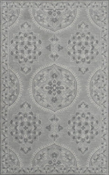 Traditional Silver and Gray Hand Tufted 5x8 Wool Area Rug