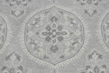 Traditional Silver and Gray Hand Tufted 5x8 Wool Area Rug