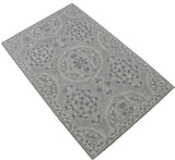 Traditional Silver and Gray Hand Tufted 5x8 Wool Area Rug