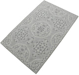 Traditional Silver and Gray Hand Tufted 5x8 Wool Area Rug