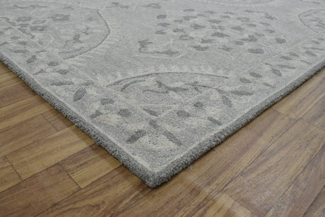 Traditional Silver and Gray Hand Tufted 5x8 Wool Area Rug