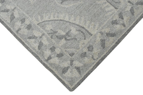 Traditional Silver and Gray Hand Tufted 5x8 Wool Area Rug