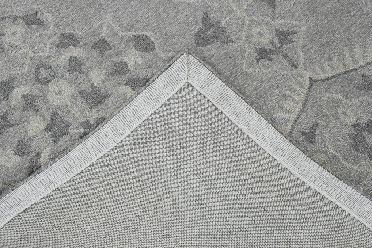 Traditional Silver and Gray Hand Tufted 5x8 Wool Area Rug