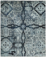 Traditional Style Blue Hand Knotted Wool 8x10 Area Rug