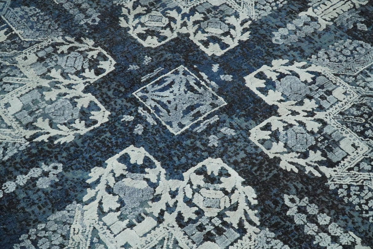 Traditional Style Blue Hand Knotted Wool 8x10 Area Rug