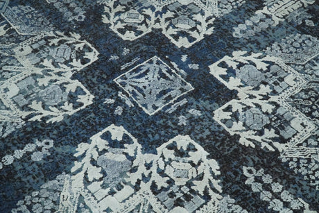 Traditional Style Blue Hand Knotted Wool 8x10 Area Rug