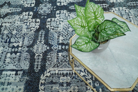 Traditional Style Blue Hand Knotted Wool 8x10 Area Rug