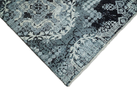 Traditional Style Blue Hand Knotted Wool 8x10 Area Rug
