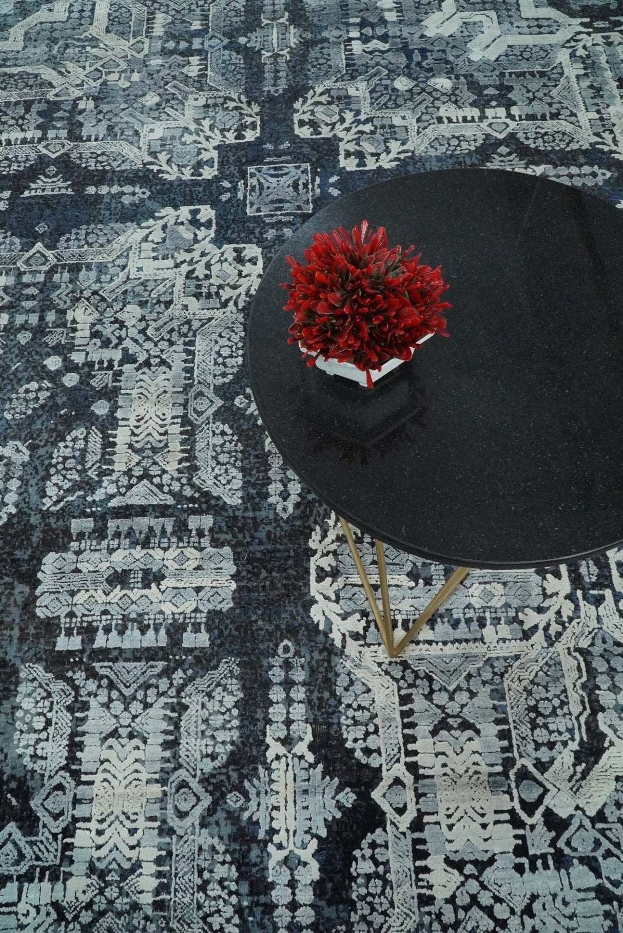Traditional Style Blue Hand Knotted Wool 8x10 Area Rug