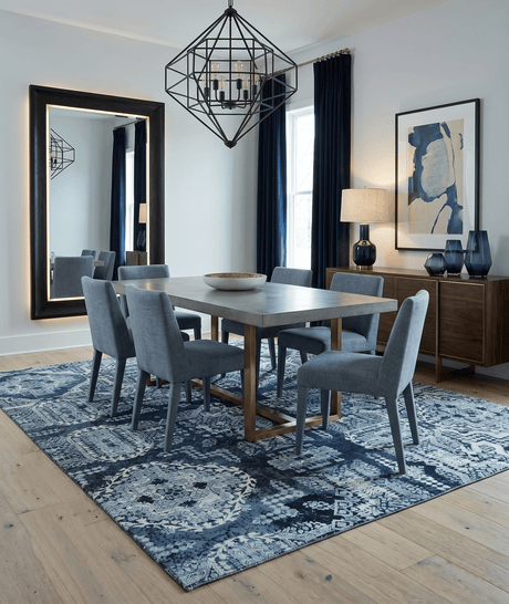 Traditional Style Blue Hand Knotted Wool 8x10 Area Rug