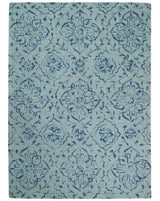 Traditional Style Blue Hand Tufted Wool Area Rug