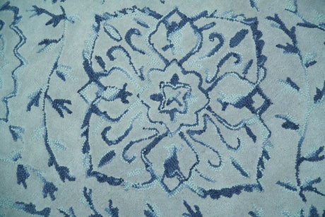 Traditional Style Blue Hand Tufted Wool Area Rug