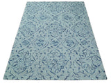 Traditional Style Blue Hand Tufted Wool Area Rug
