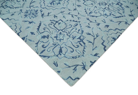 Traditional Style Blue Hand Tufted Wool Area Rug