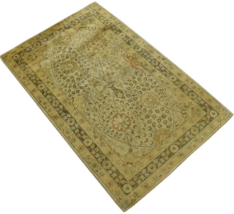 Traditional Style Gold Hand Tufted Wool Area Rug