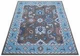 Traditional Style Gray And Blue Hand Tufted Wool Rug