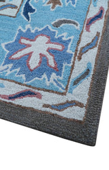Traditional Style Gray And Blue Hand Tufted Wool Rug